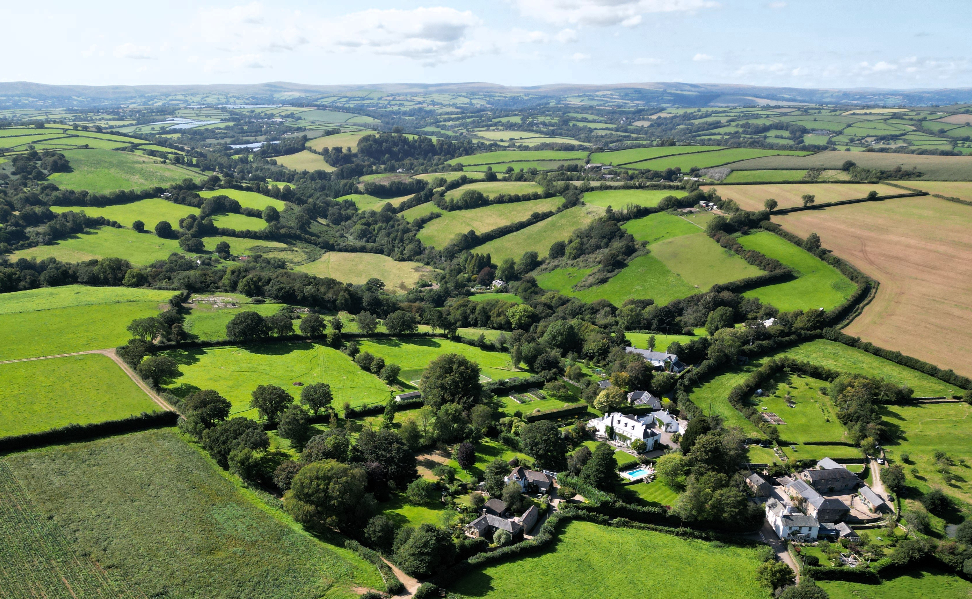 the countryside to the west of Totnes looking over towards Dartmoor